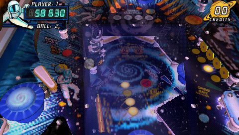 Pinball Hall of Fame: The Gottlieb Collection (PSP) screenshot: Black Hole table in middle of play