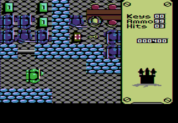 Into the Eagle's Nest (Apple II) screenshot: Gameplay.