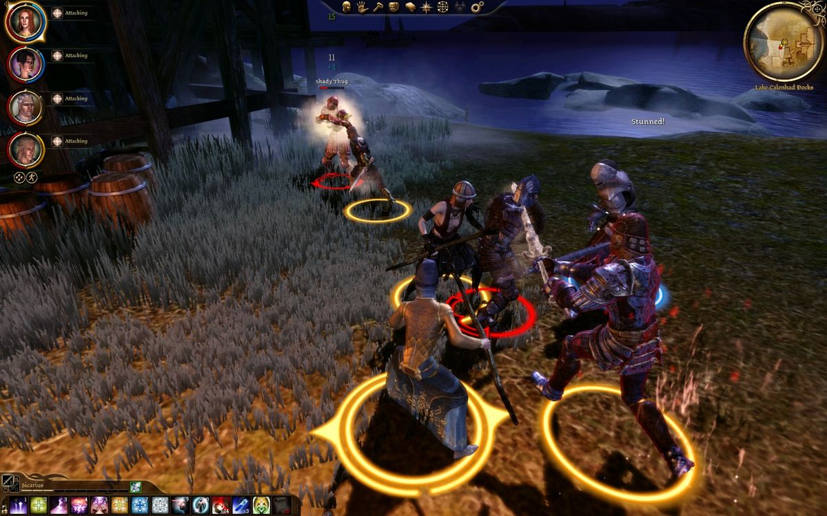 Dragon Age: Origins (Windows) screenshot: Fighting some bandits for a side quest