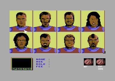 The Basket Manager (Commodore 64) screenshot: Buying a veteran.