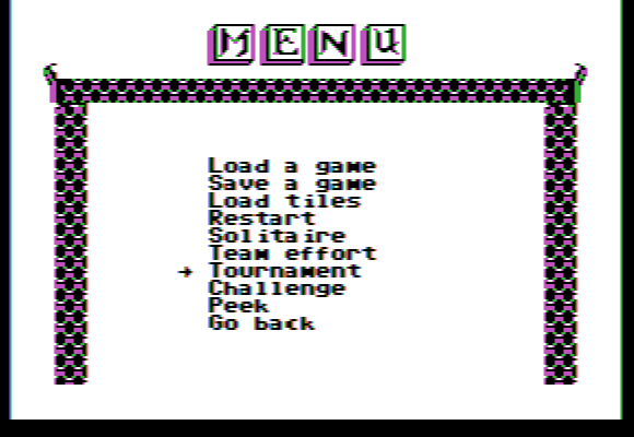 Shanghai (Apple II) screenshot: or use the menu for more options.
