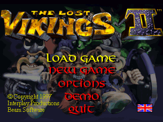 Norse by Norse West: The Return of the Lost Vikings (DOS) screenshot: Main menu
