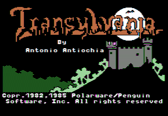 Transylvania (Apple II) screenshot: Title screen (1985 version)