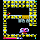 Pikubi 2: Rainbow Attack! (ExEn) screenshot: The very first level is a small tutorial. It will teach you how to move and punch. When you've learned everything, just go right to reach the 2nd level.