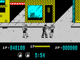 Target: Renegade (ZX Spectrum) screenshot: A lesson of boxing with lady of the night