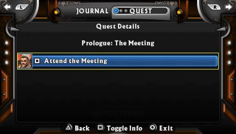 Untold Legends: The Warrior's Code (PSP) screenshot: Quest Details screen