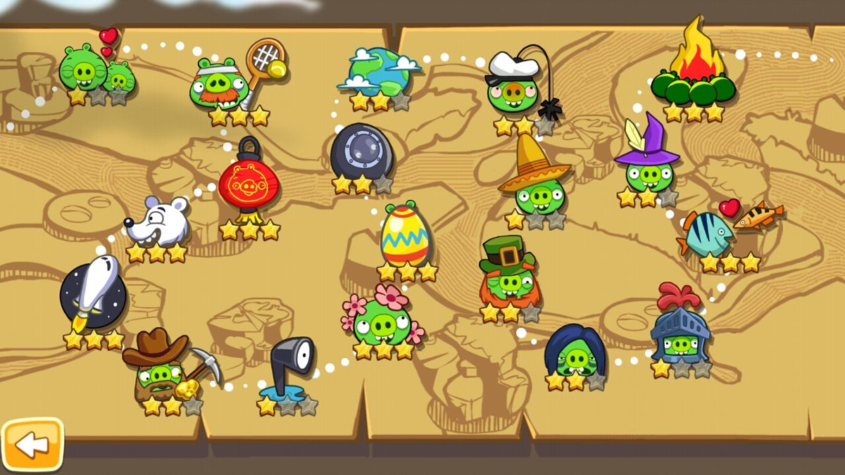 Angry Birds: Seasons (Android) screenshot: The Pig Days level pack - every level here is a holiday or some memorable date