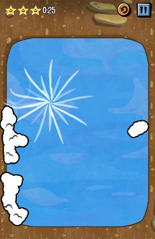 Where's My Mickey? (Android) screenshot: In this bonus level you control the wind and you need to bring the cloud fragments together (free version).