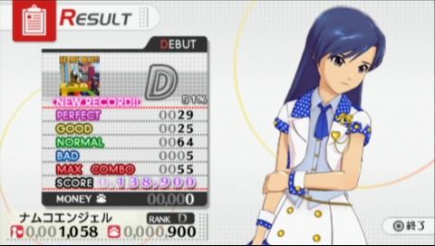 The iDOLM@STER: Shiny Festa - Harmonic Score (PSP) screenshot: She doesn't look in high spirits... after such a performance, nobody would