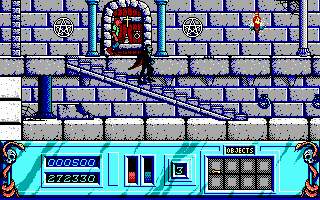 Night Hunter (DOS) screenshot: Hey! This is kind of like Castlevania, in reverse!