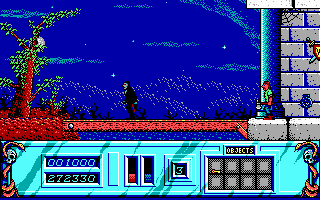 Night Hunter (DOS) screenshot: Investigating the grounds outside the manor
