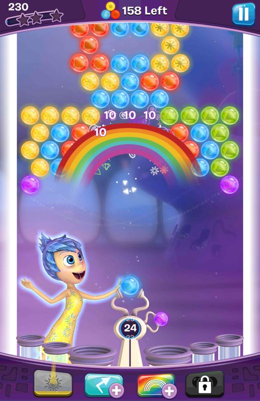 Inside Out: Thought Bubbles (Android) screenshot: Using the Rainbow Memory power-up.