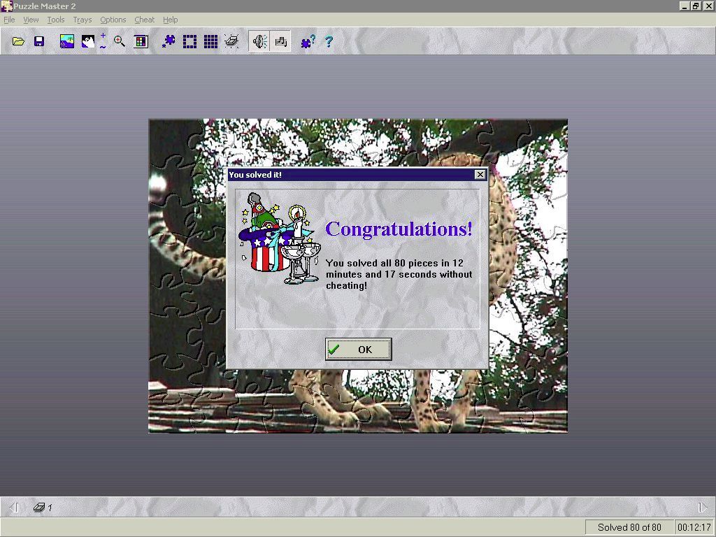 Puzzle Master 2 (Windows) screenshot: The puzzle has been completed.