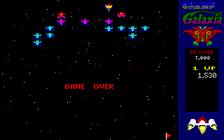 CHAMP Galaxia (DOS) screenshot: Game over... Already.