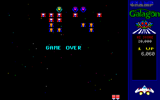 CHAMP Galagon (DOS) screenshot: Game over... That was quick...