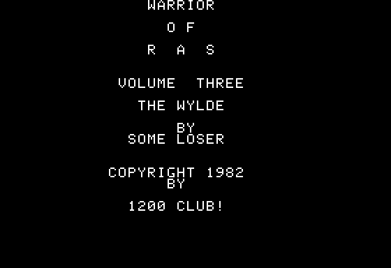 The Wylde (Apple II) screenshot: Title Screen