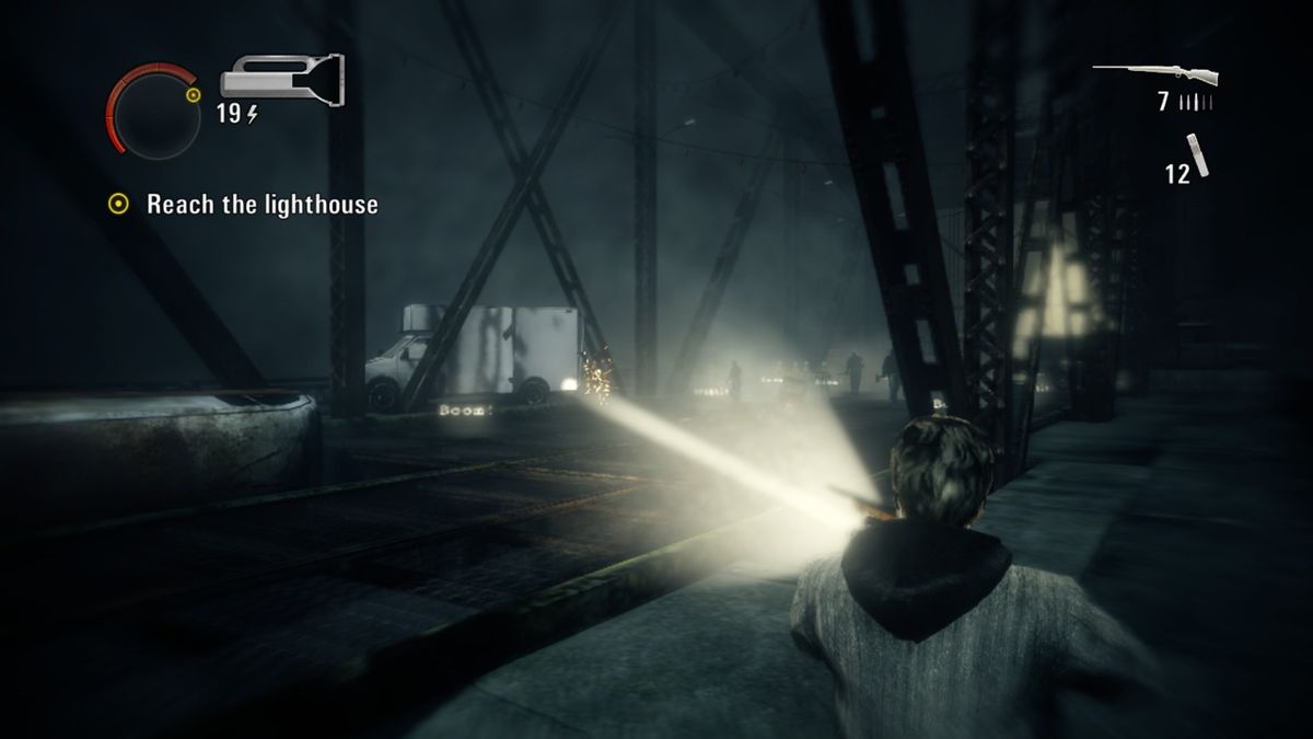 Alan Wake: The Writer (Xbox One) screenshot: Showdown on the bridge
