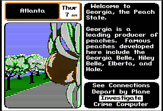 Where in the U.S.A. Is Carmen Sandiego? (Apple II) screenshot: Atlanta, GA