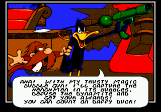 Daffy Duck in Hollywood (Genesis) screenshot: Daffy Duck takes out his gun.