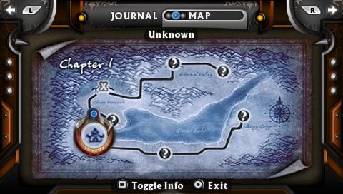 Untold Legends: The Warrior's Code (PSP) screenshot: Fast travel map