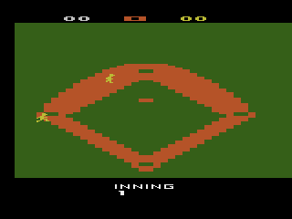 Super Baseball (Atari 2600) screenshot: The players take to the field