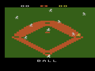 Super Baseball (Atari 2600) screenshot: The pitch was a ball.