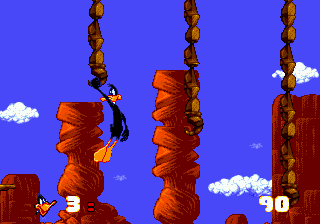 Daffy Duck in Hollywood (Genesis) screenshot: Daffy Duck has a sense of swing.