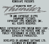 Days of Thunder (Game Boy) screenshot: Title