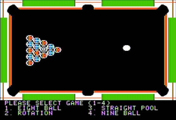 Pool 1.5 (Apple II) screenshot: Choose Game Play