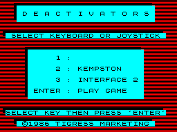 Deactivators (ZX Spectrum) screenshot: Title screen