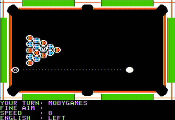 Pool 1.5 (Apple II) screenshot: Shot in Progress
