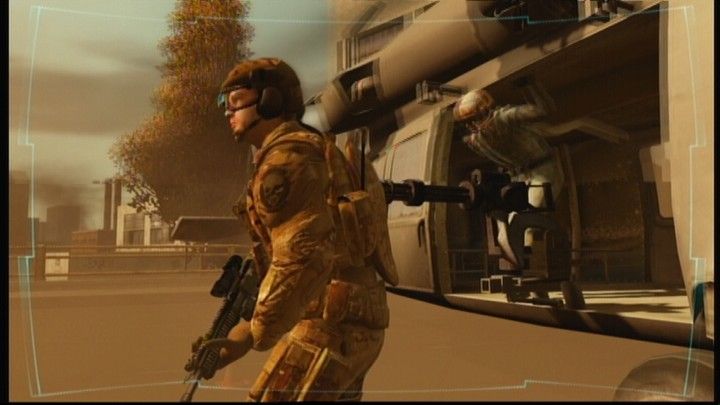 Tom Clancy's Ghost Recon: Advanced Warfighter (Xbox 360) screenshot: This'll be a good point for landing, the mission is afoot.
