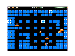 Pengon (TRS-80 CoCo) screenshot: Game play screen
