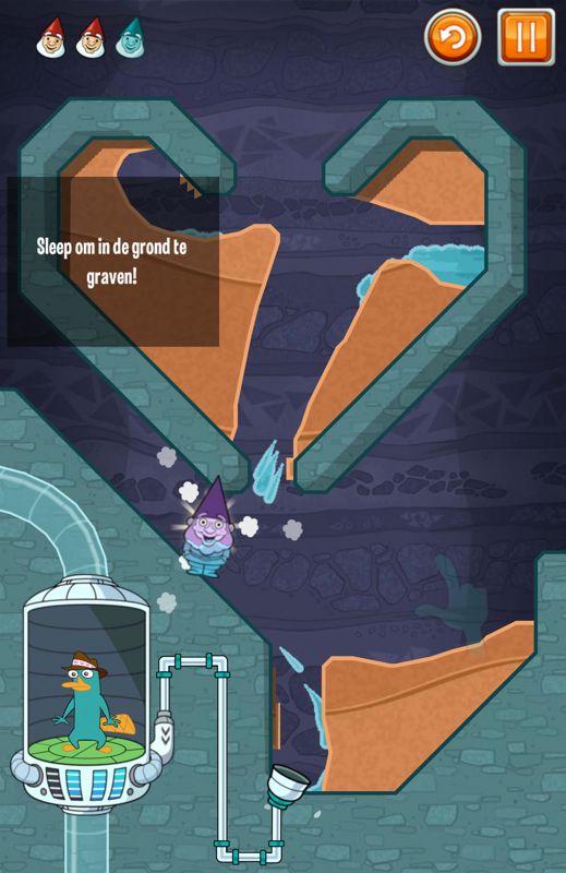 Where's My Valentine? (Android) screenshot: The first level for Perry (<i>Where's My Valentine?</i> - Dutch version)