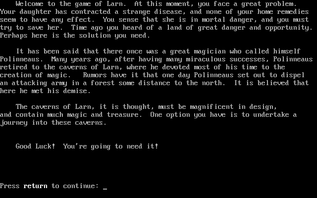 Larn (DOS) screenshot: The title / intro screen