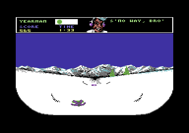 Ski or Die (Commodore 64) screenshot: You dont't get any points for this sort of tricks.