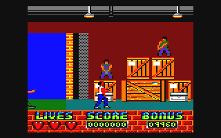 Beverly Hills Cop (Amstrad CPC) screenshot: The warehouse