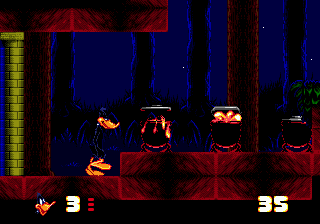 Daffy Duck in Hollywood (Genesis) screenshot: Daffy Duck and problem with three hot pots.