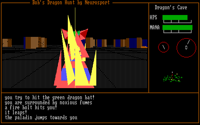 Bob's Dragon Hunt (DOS) screenshot: Being hit by a long-range projectile