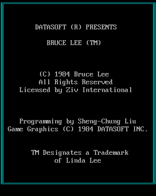 Bruce Lee (DOS) screenshot: Copyright screen