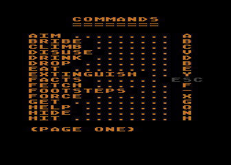 Kaiv (Atari 8-bit) screenshot: The help screen.