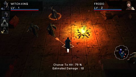 The Lord of the Rings: Tactics (PSP) screenshot: Select a target in the combat phase.