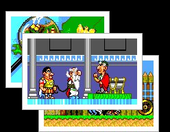 Astérix (SEGA Master System) screenshot: Getafix in front of Caesar.