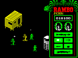 Rambo: First Blood Part II (ZX Spectrum) screenshot: I'm finally right inside the enemy camp