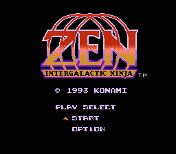 Zen: Intergalactic Ninja (NES) screenshot: Title screen