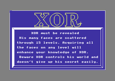 Xor (Commodore 64) screenshot: Plot details
