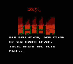 Zen: Intergalactic Ninja (NES) screenshot: The intro lays out the dangers the earth faces