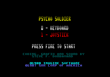 Psycho Soldier (Amstrad CPC) screenshot: Controller selection