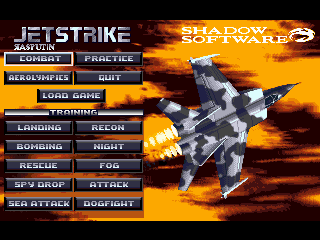 Jetstrike (DOS) screenshot: The title screen.