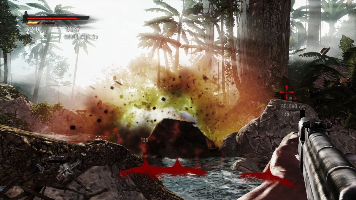 Rambo: The Video Game (PlayStation 3) screenshot: Throwing grenades